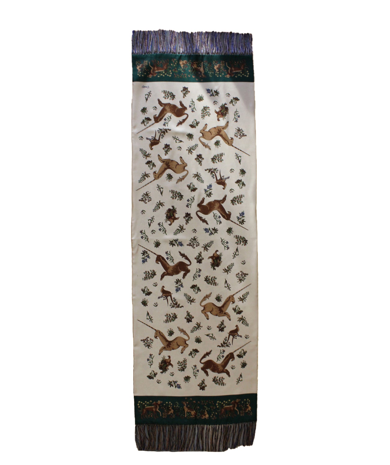 DRAKES SCARF UNICORN SILK TASSELED