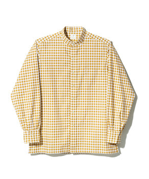 Band Collar Shirt Gingham Check