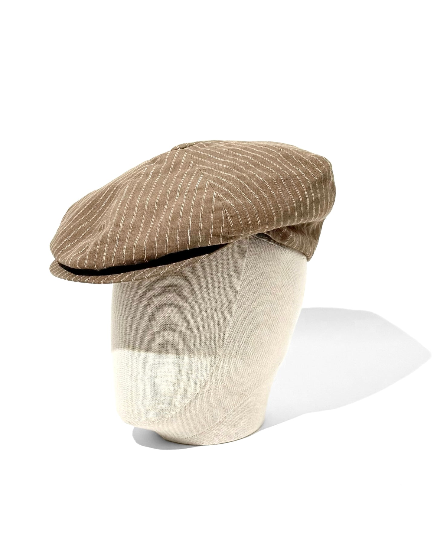 GATSBY CAP / LINEN STRIPES- BEIGE STRIPE