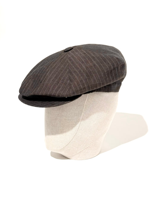 GATSBY CAP / LINEN STRIPES- BROWN STRIPE