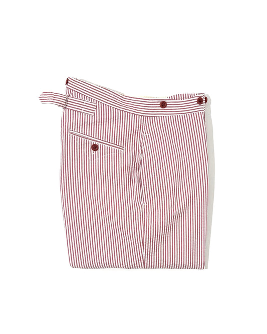 TENNIS PANTS /  SEERSUCKER BURGUNDY STRIPE