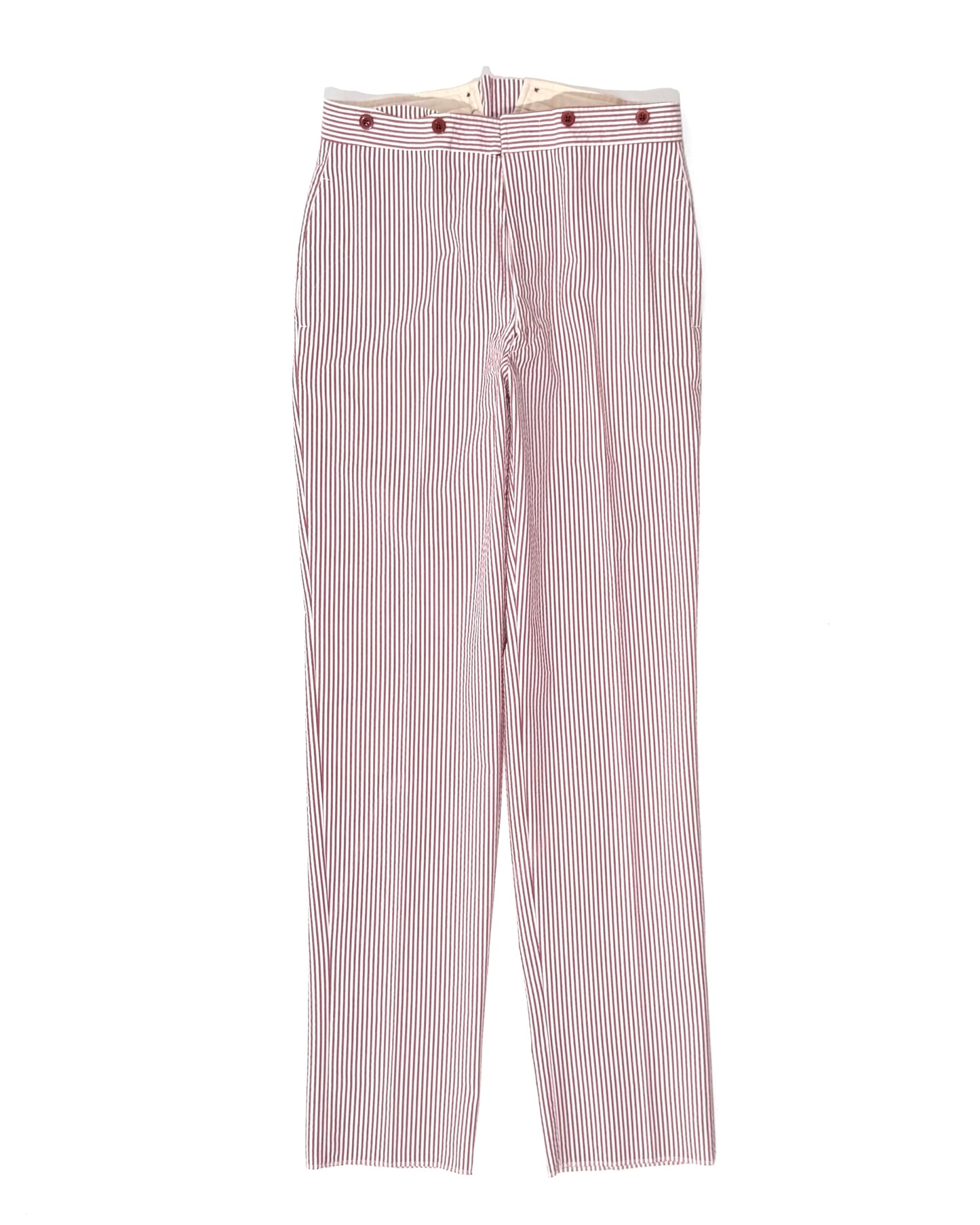 TENNIS PANTS /  SEERSUCKER BURGUNDY STRIPE