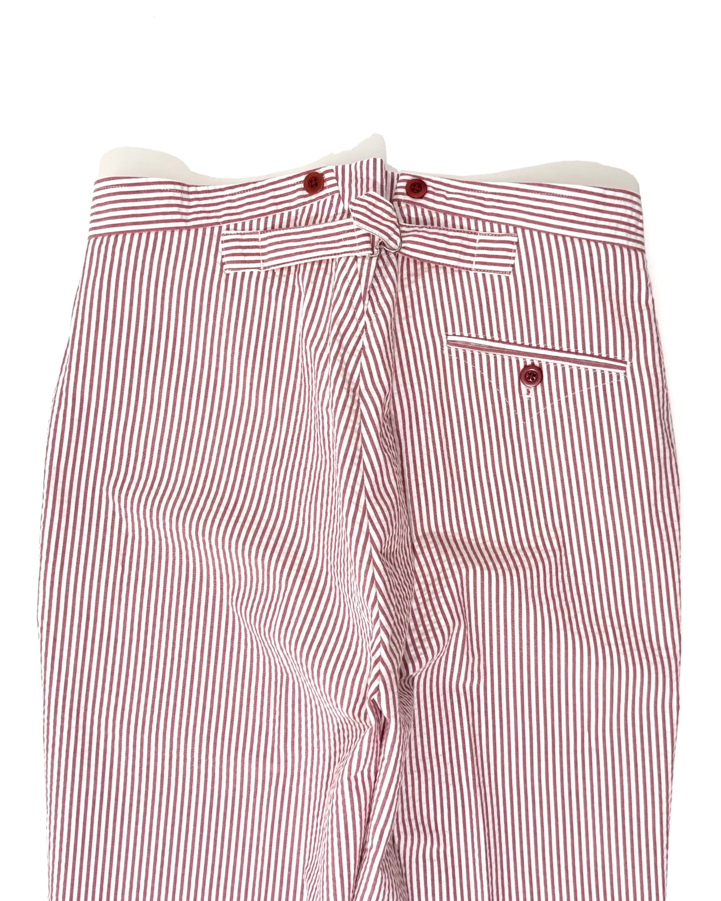 TENNIS PANTS /  SEERSUCKER BURGUNDY STRIPE