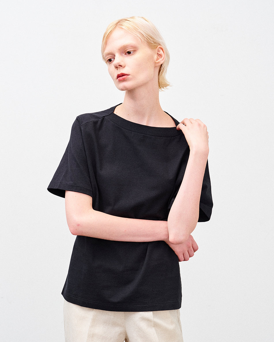 BRIGITTE TEE BORDER / BLACK PLAIN