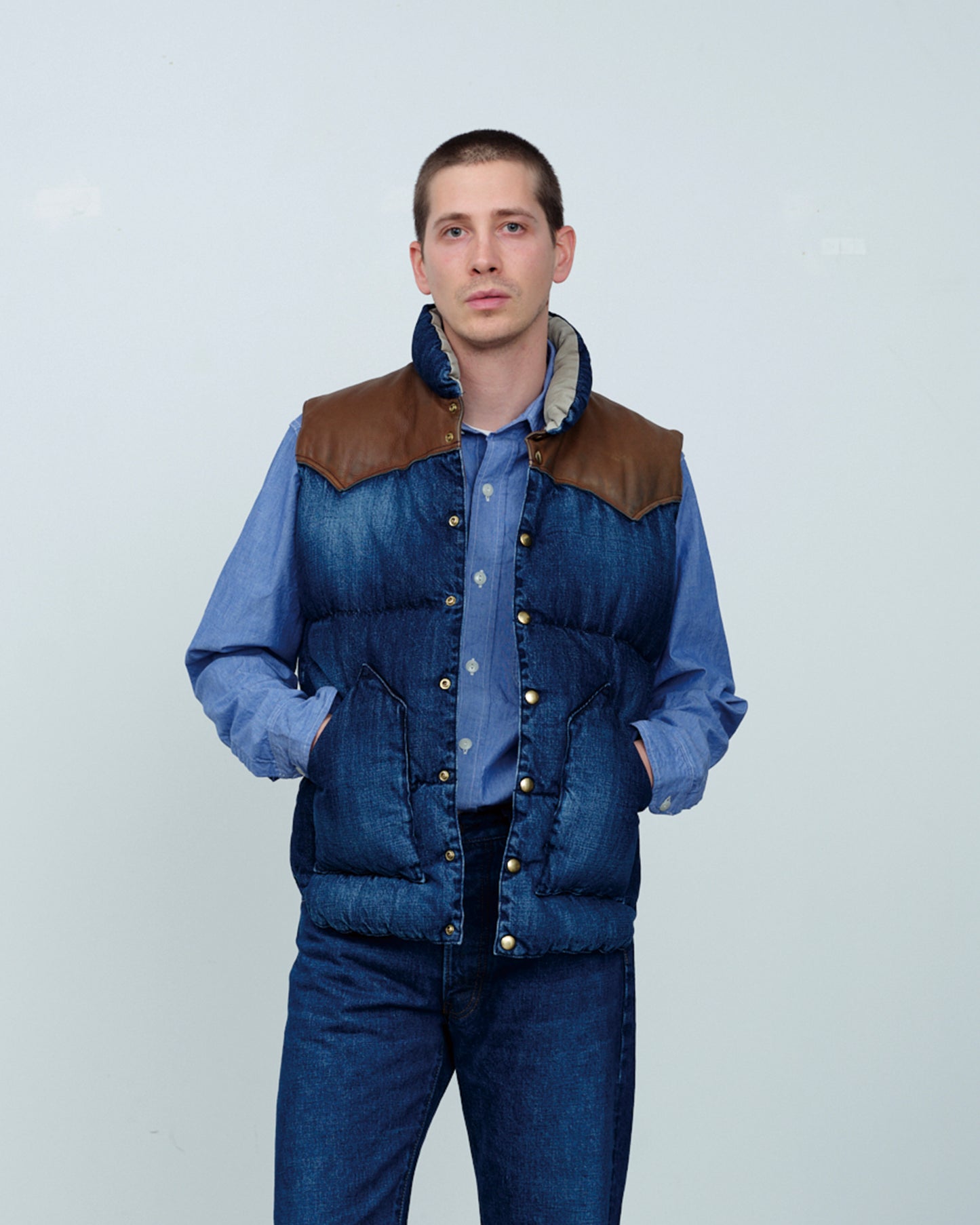 DOWN VEST DENIM(USED WASH)