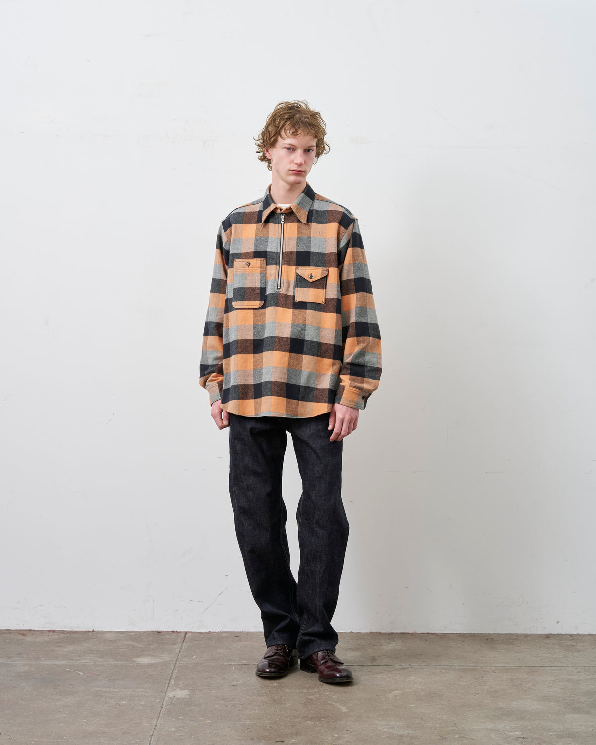 BIG YANK Y1936 HALF-ZIP SHIRTS FLANNEL BROCK CHECK