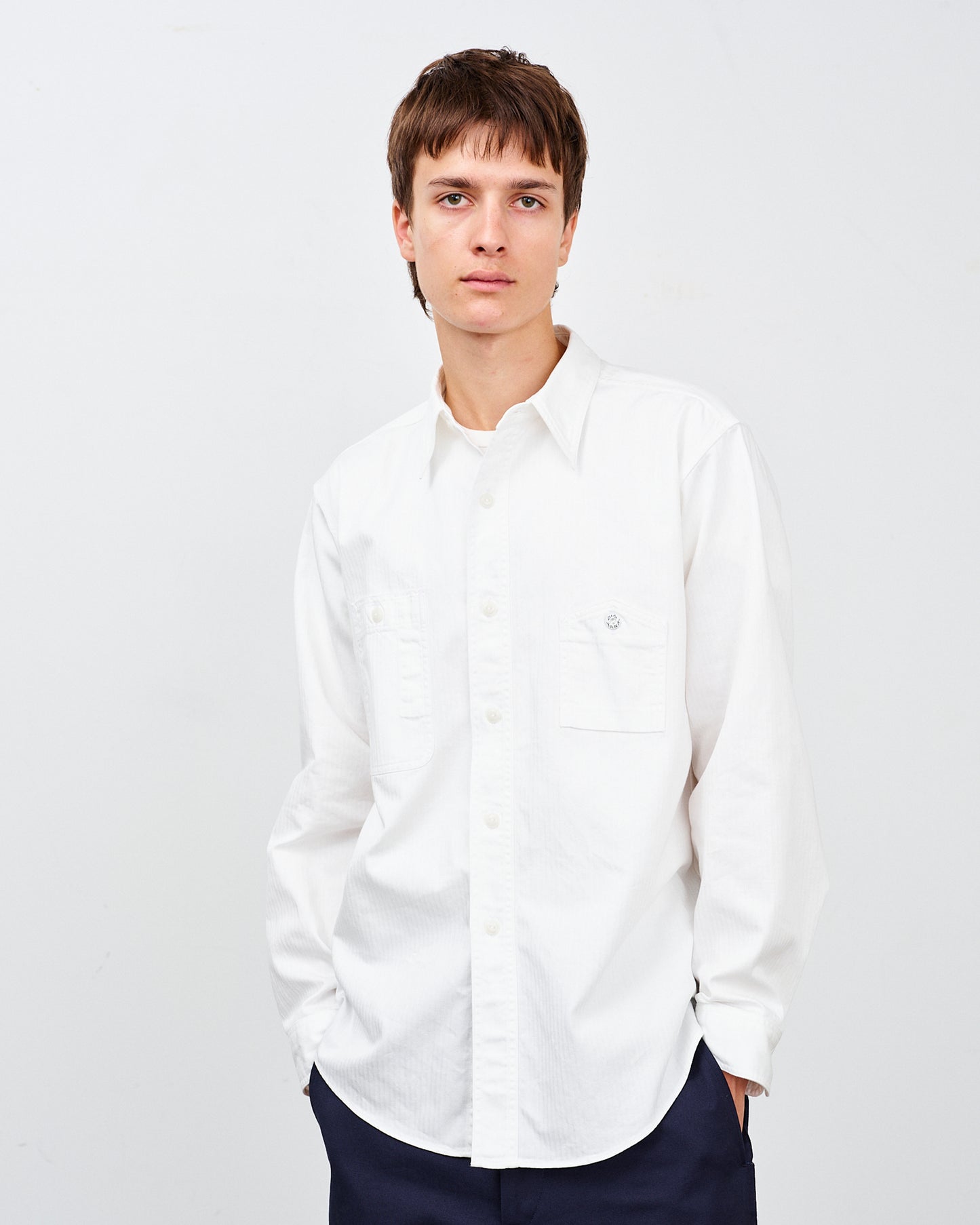 Y1943 L/W HBT SHIRT- WHITE
